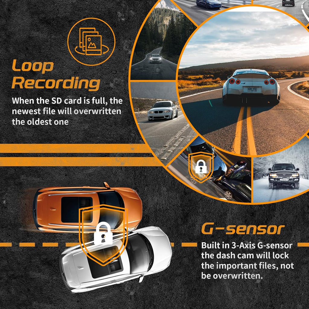 Dash Cam 3 Channel 1080P with 8 IR Lamps Night Vision Z235