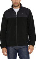 Black Fleece Jacket with Nylon Trim D695253