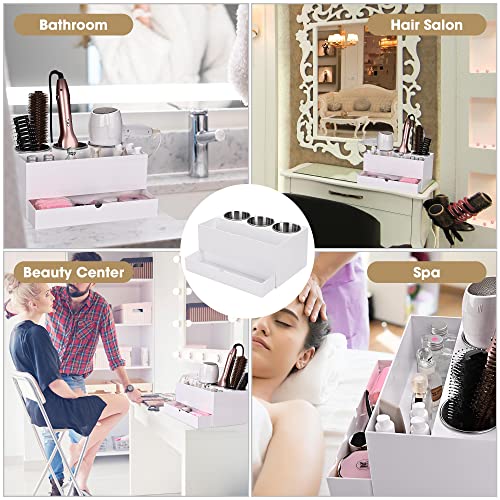 6-Hole Tabletop Blow Dryer & Hair Iron Holder Salon Appliance Stand with 3 Outlets Hair Tool Organizer (2 Pack) B364