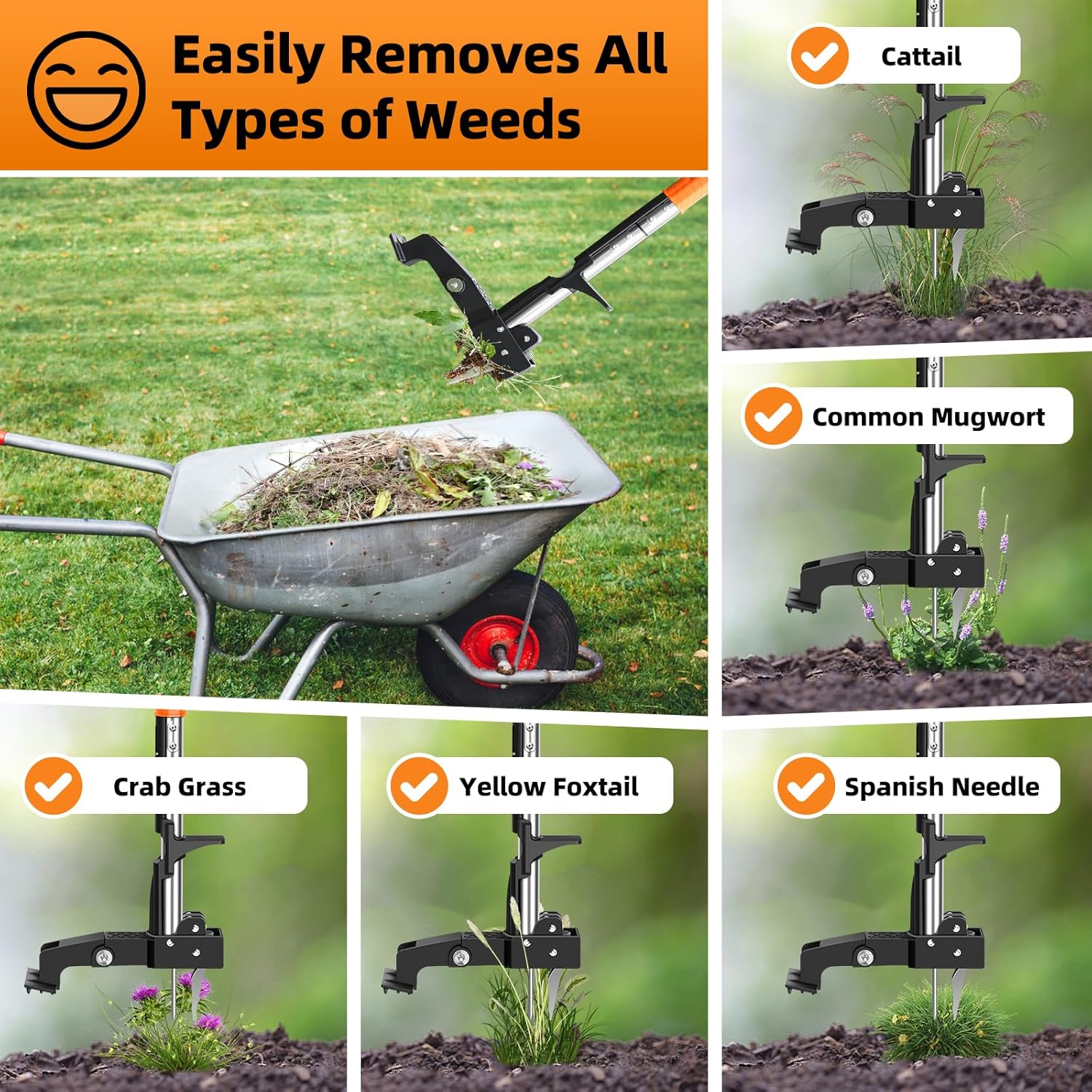39.3" Long Handle Stainless Steel Weed Puller Tool D6305