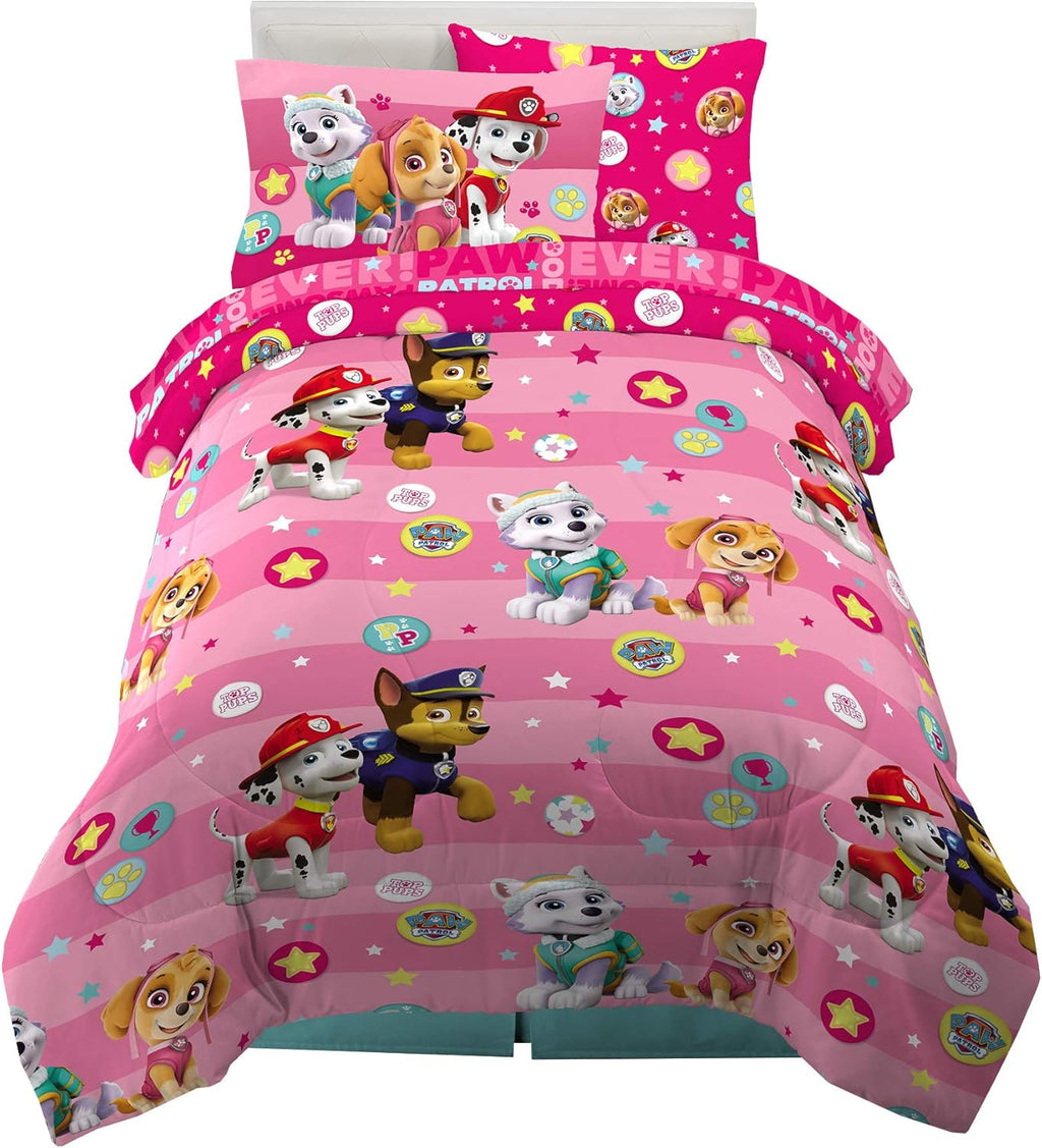 Twin Bedding Set with Reversible Comforter, Flat & Fitted Sheets, Pillowcase & Sham + Window Curtains P179686