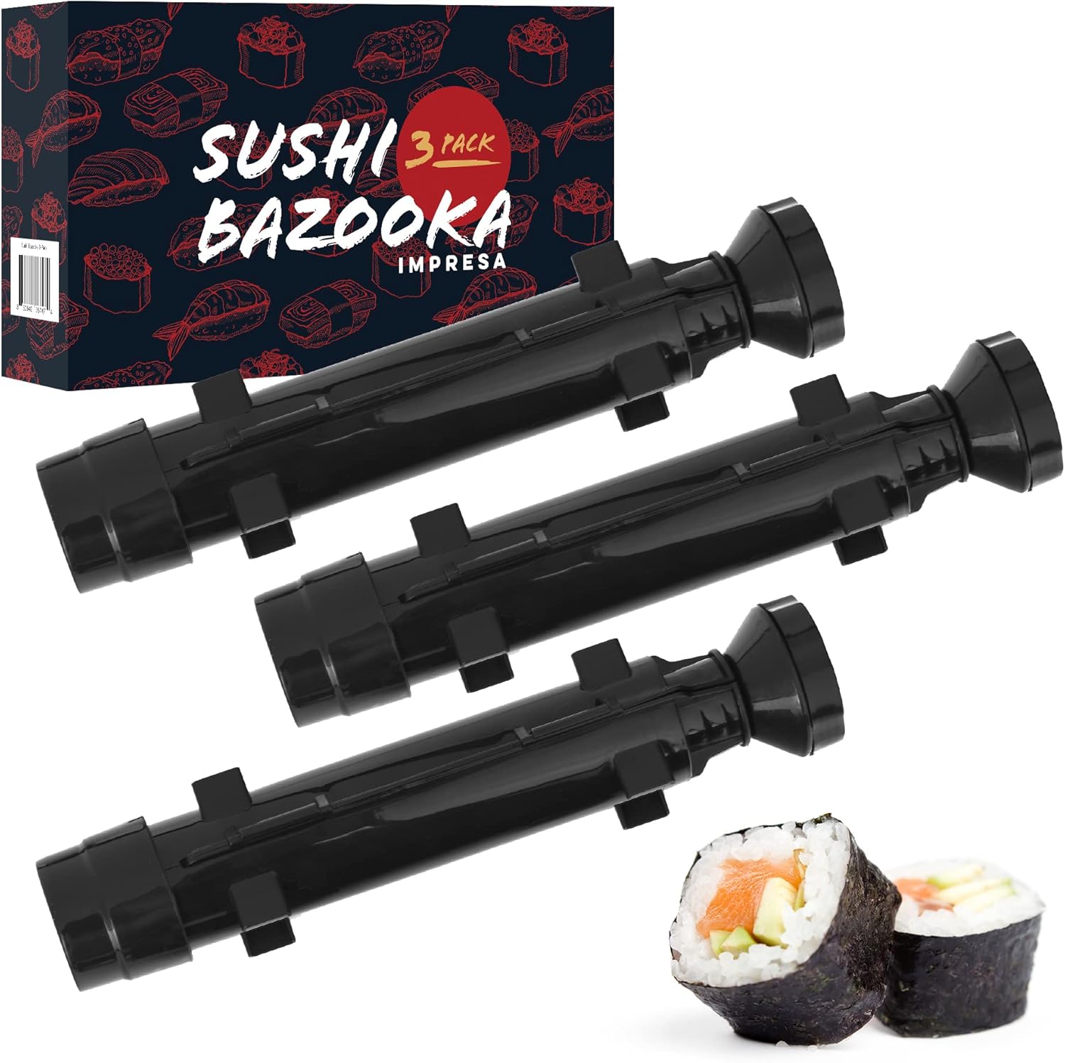 3 Pack Sushi Roller Mold Makes 8" Rolls Food Grade Plastic X2515