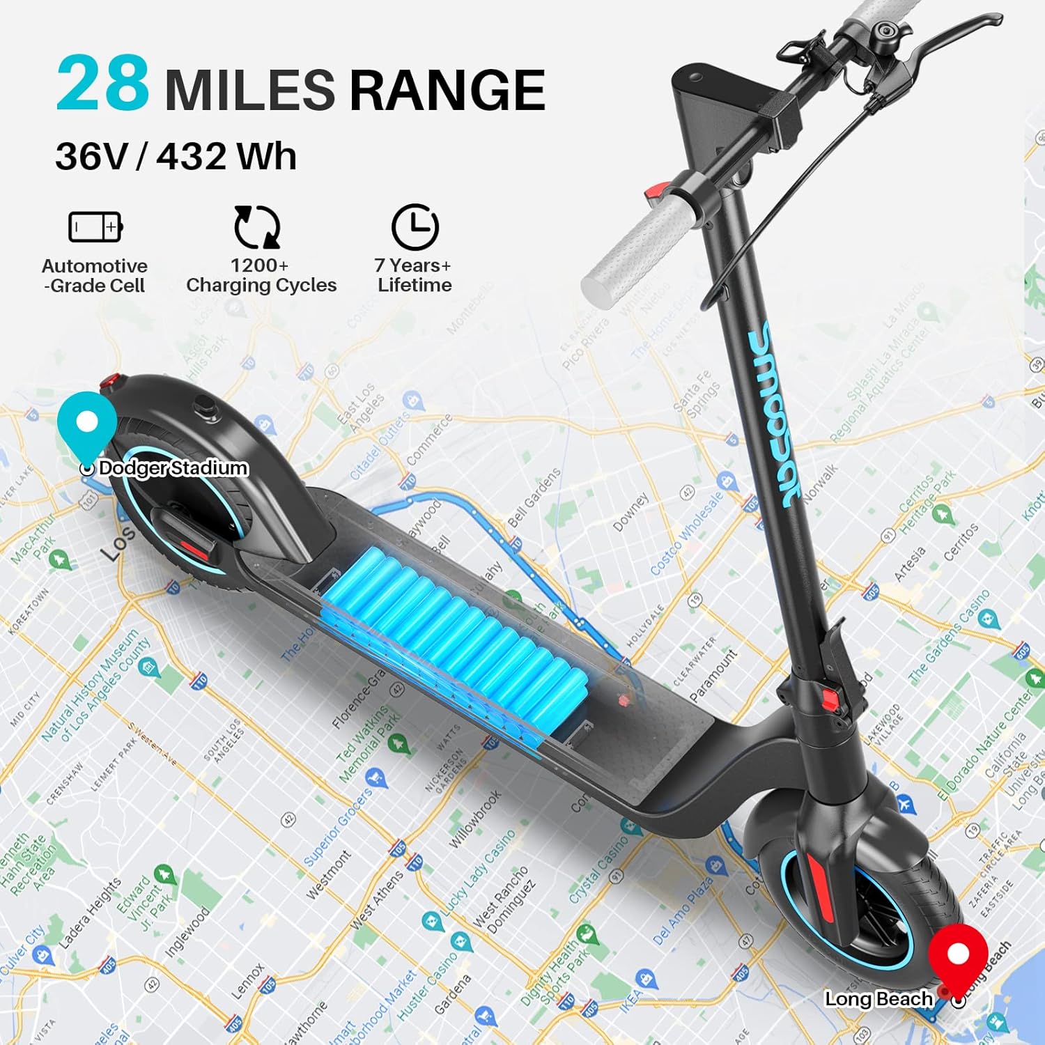 Gray Electric Scooter with 10" Airless Tire, 28 Miles Range, 350W Motor, 20 MPH Max Speed Z2438