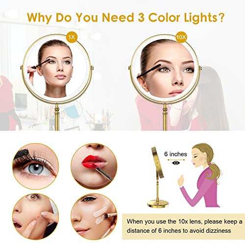 3000 mAh Rechargeable Double Sided Magnifying Vanity Mirror with 3 Colors Y2520