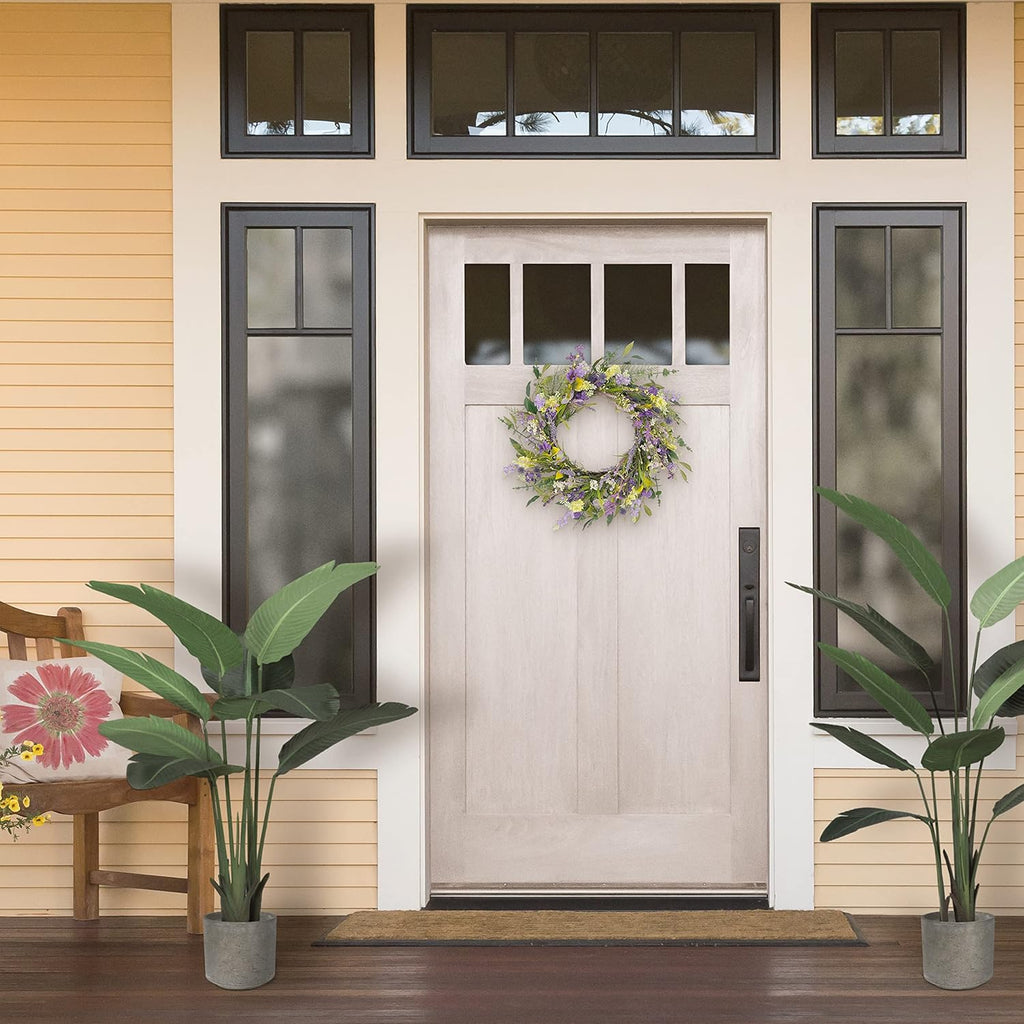 24" Artificial Lavender Floral Door Wreath, Green/Purple H62453