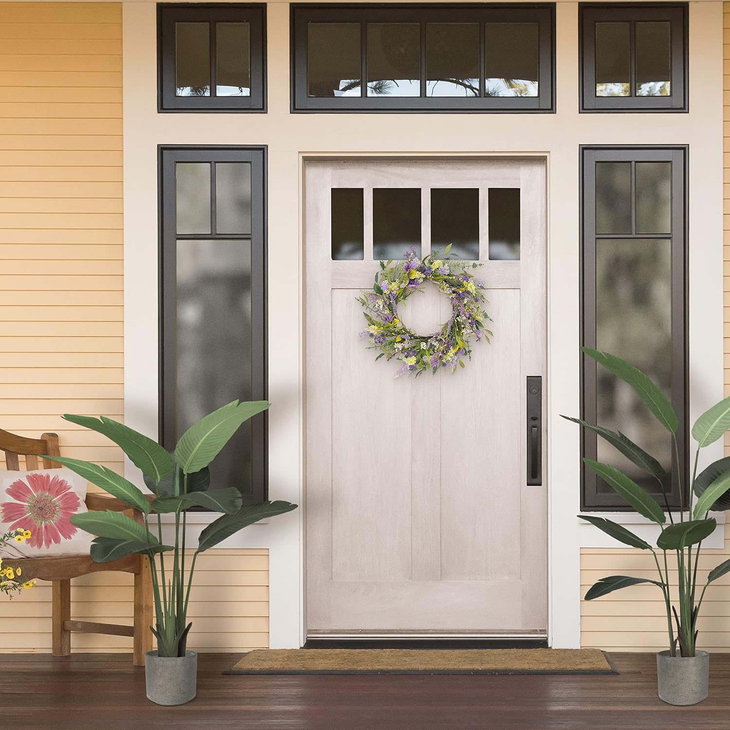 24" Artificial Lavender Floral Door Wreath, Green/Purple H62453