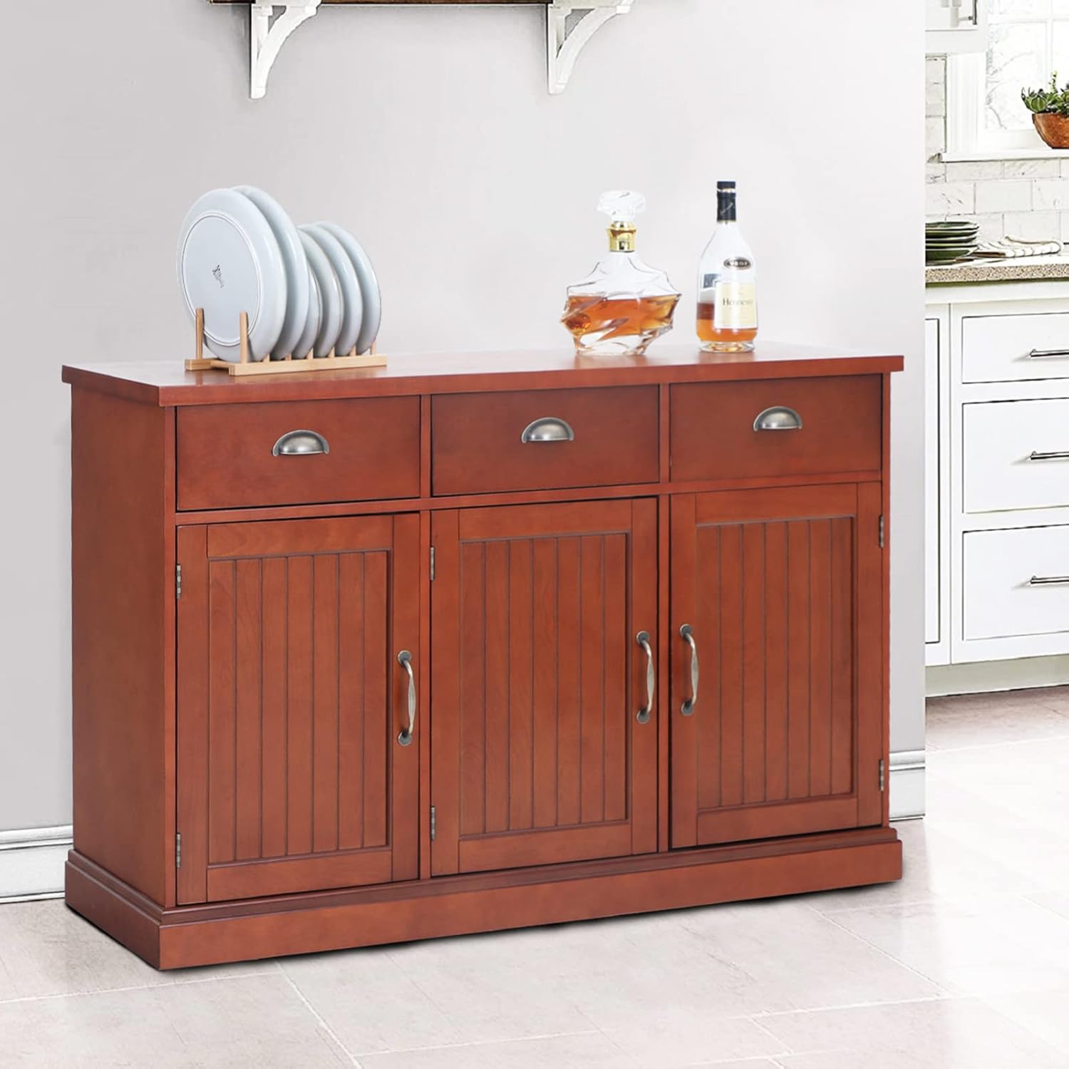 Walnut Sideboard with 3 Drawers and Doors Y9276