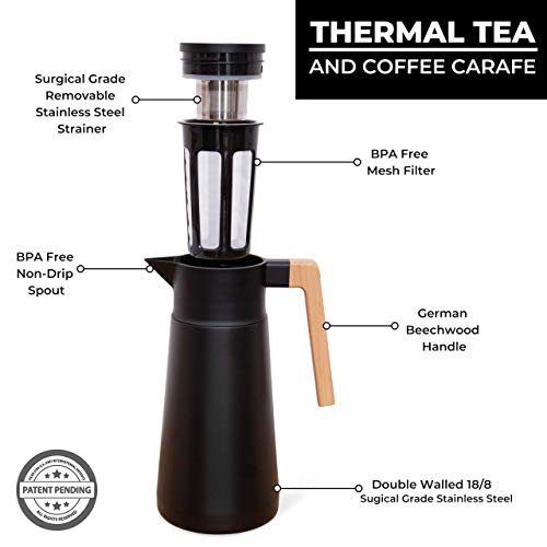 68 Oz Stainless Steel Insulated Coffee Carafe with Tea Infuser and Strainer L19603