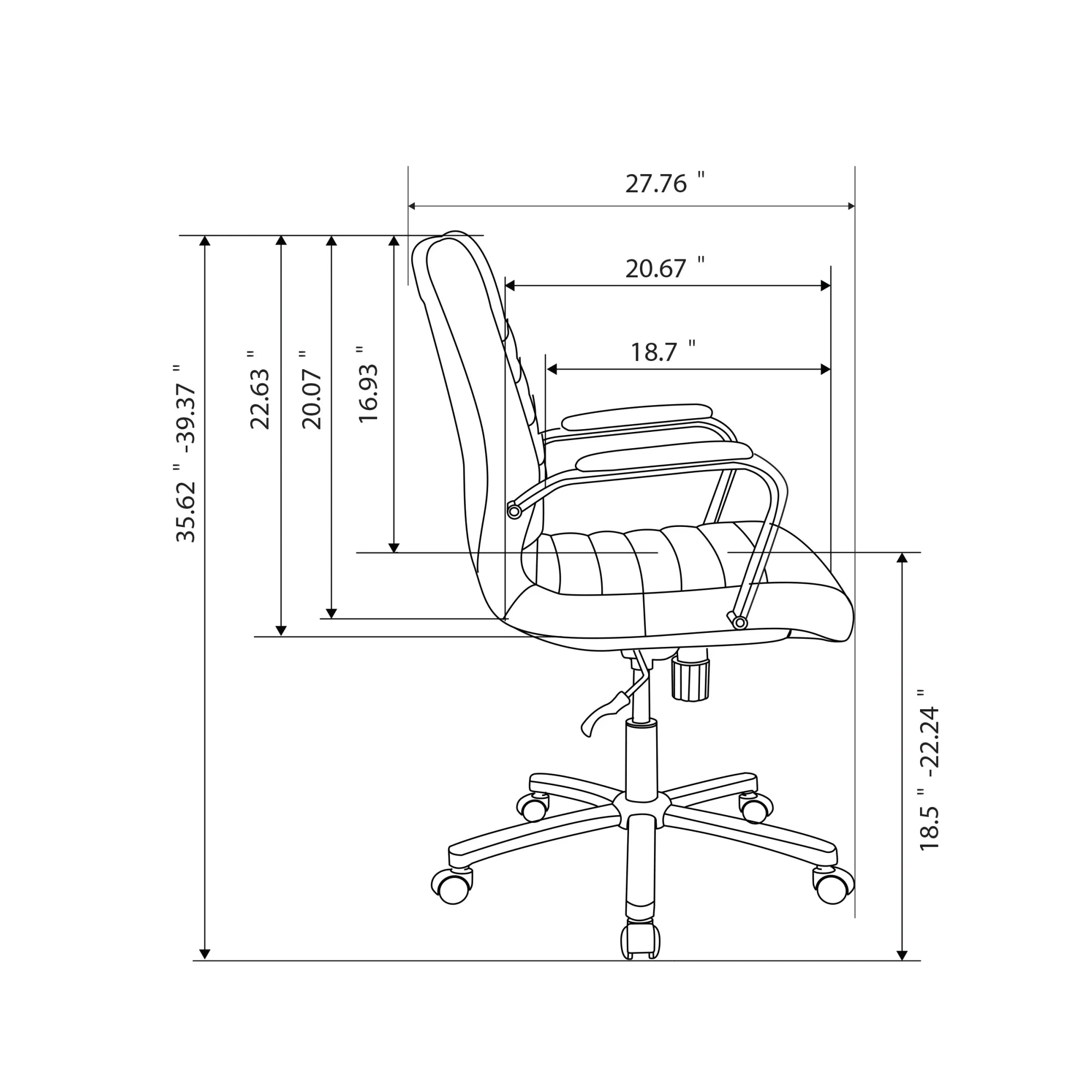 Gray Bonded Leather Mid-Back Chair D944