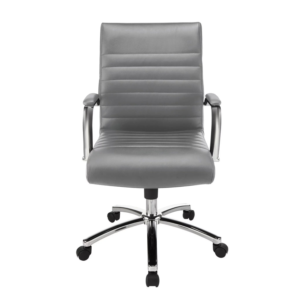 Gray Bonded Leather Mid-Back Chair D944