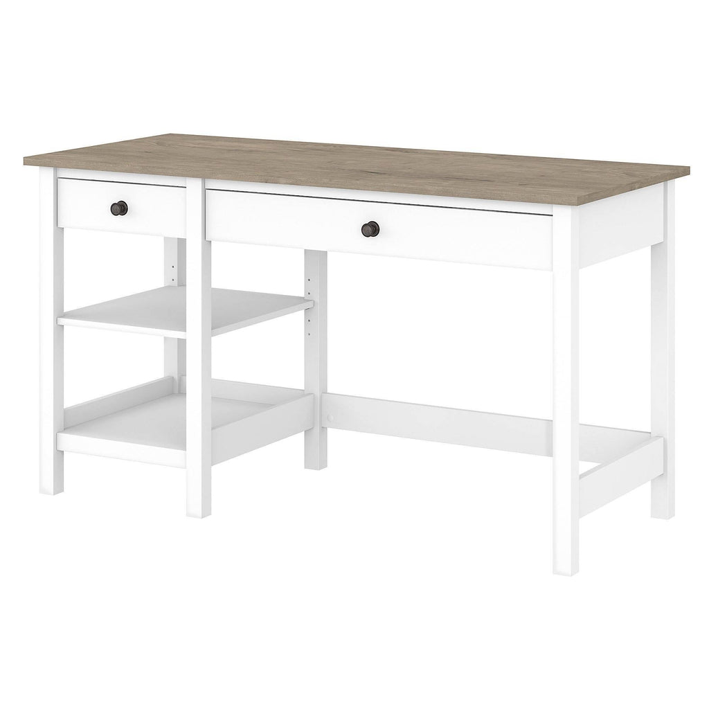 Shiplap Gray/Pure White Computer Desk with Shelves V787723