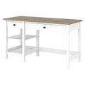 Shiplap Gray/Pure White Computer Desk with Shelves V787723