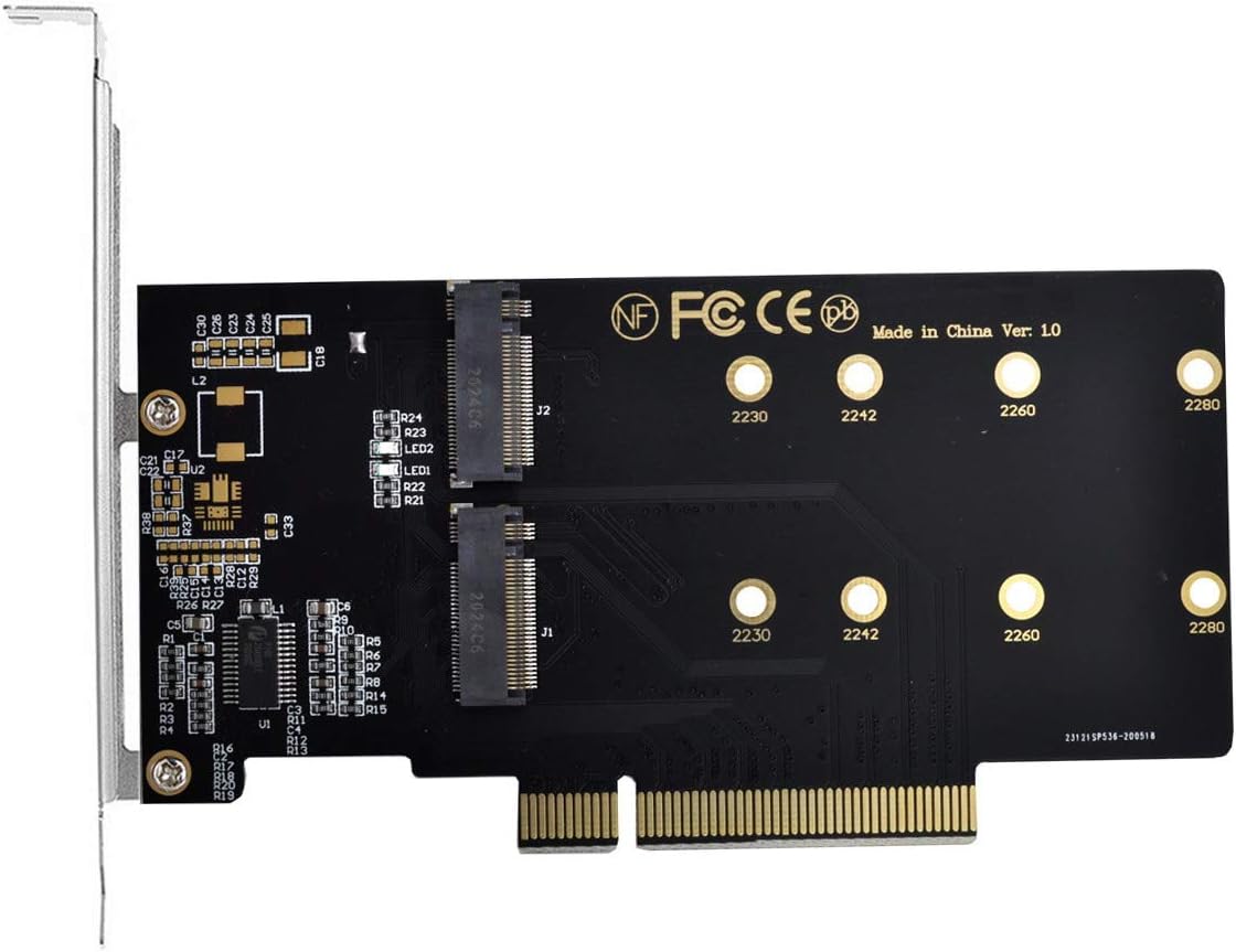 4X NVME M.2 AHCI to PCI-E Express 3.0 Gen3 X16 Raid Card with Fan E621
