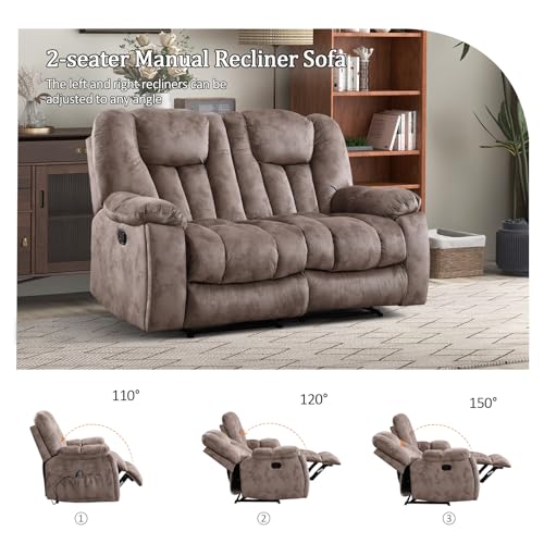 Apricot Manual Recliner Sofa with Cup Holders E129