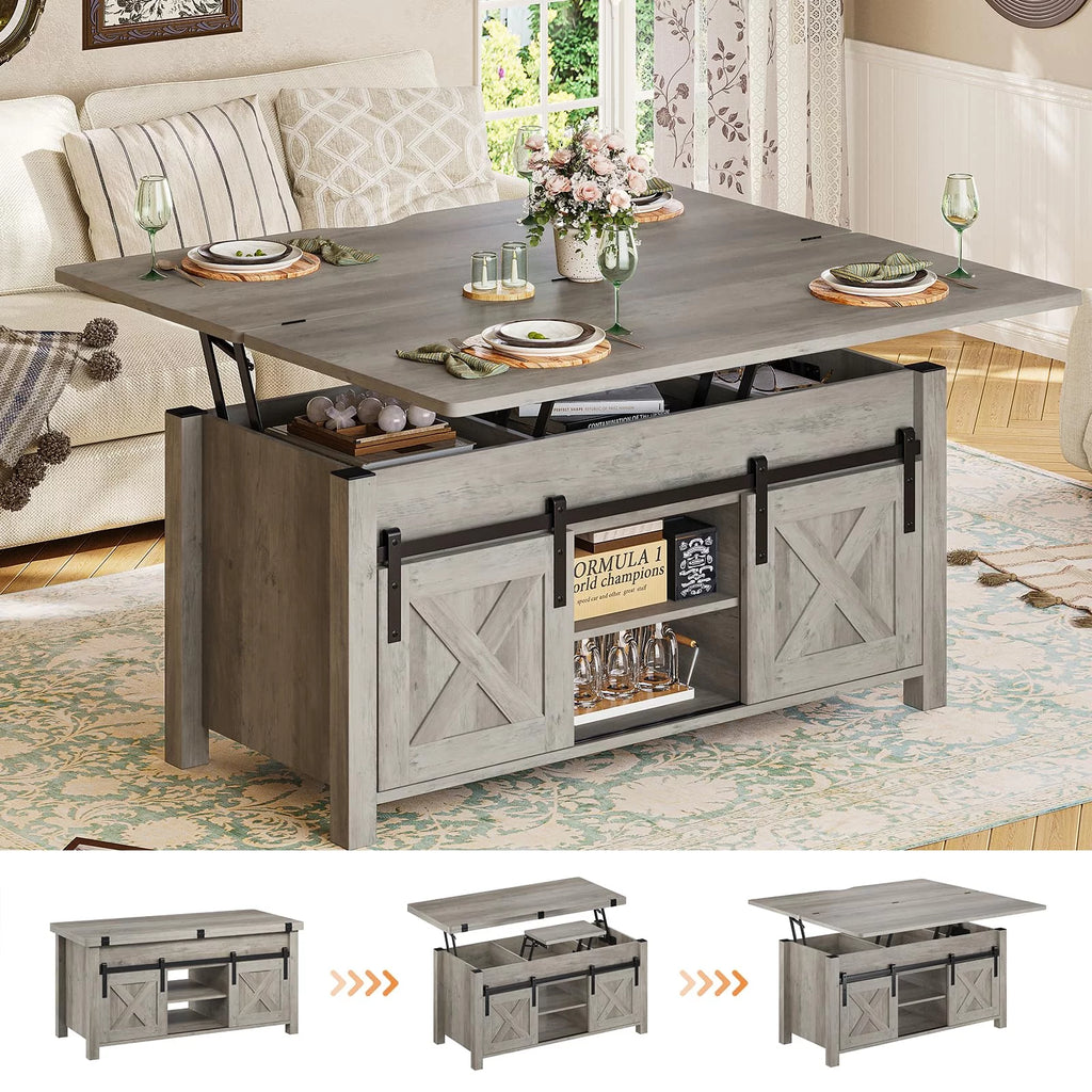 Gray Lift Top Coffee Table with Storage R9132