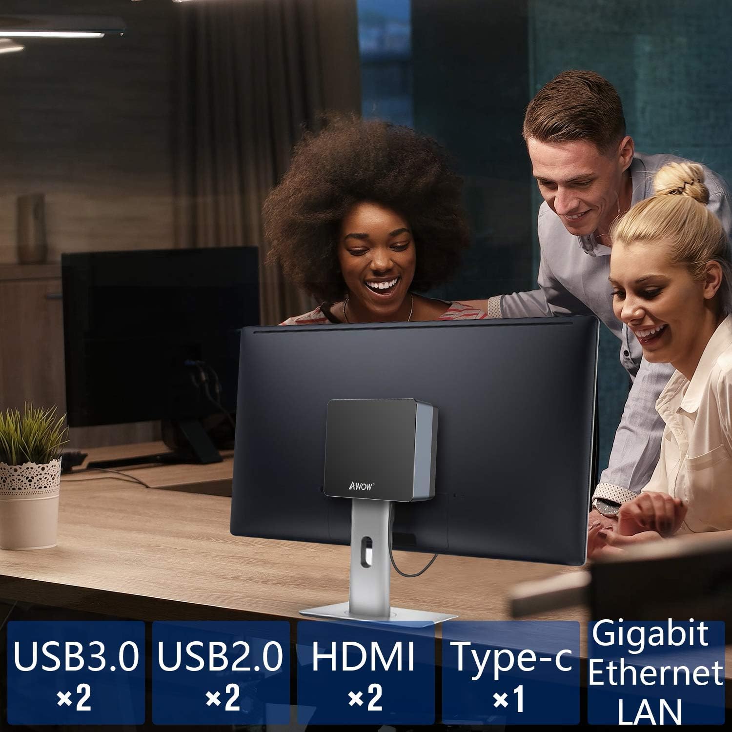 Mini Desktop Computer Intel Celeron J4125 8GB RAM 128GB SATA SSD H110183