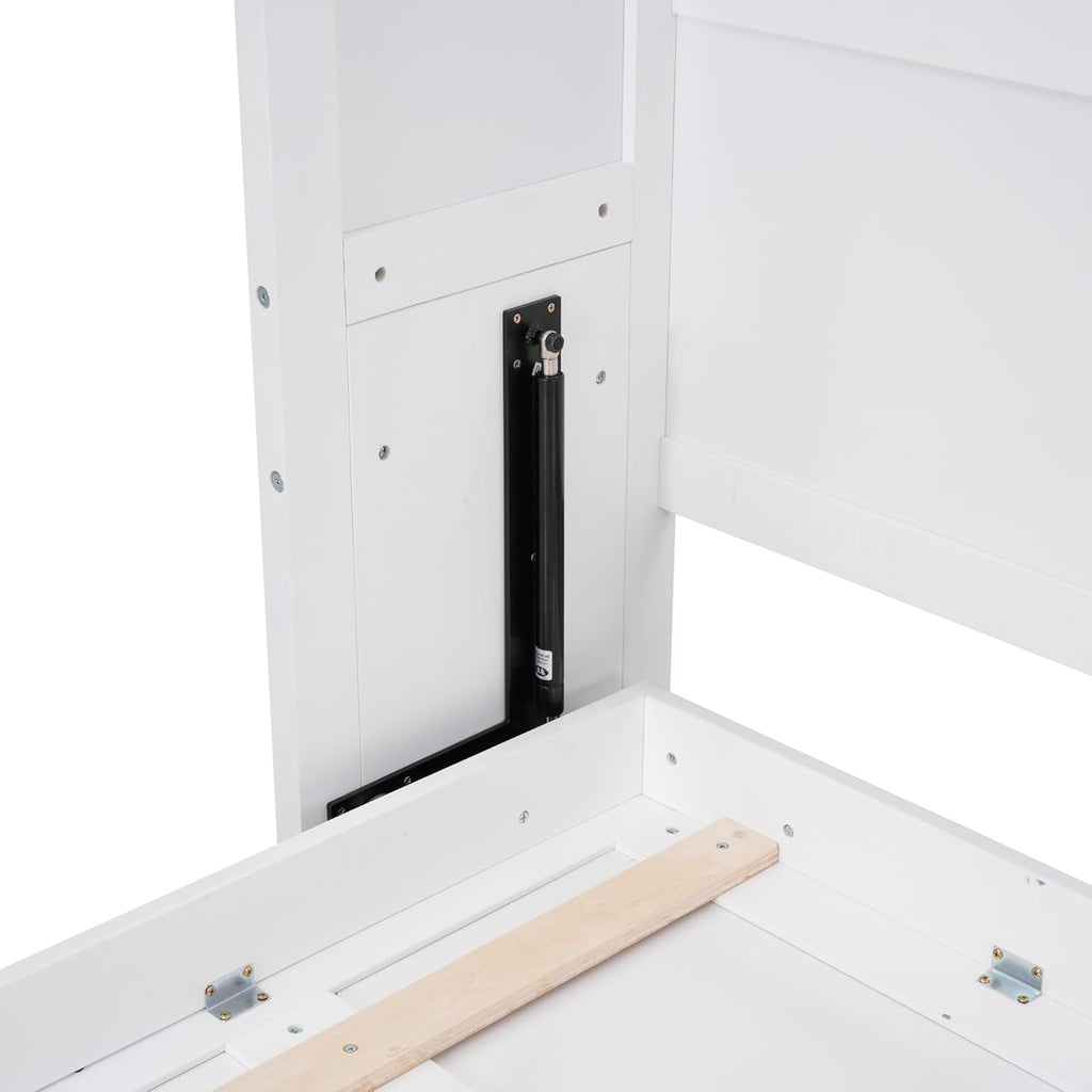 White Solid Wood Queen Size Murphy Bed L25966