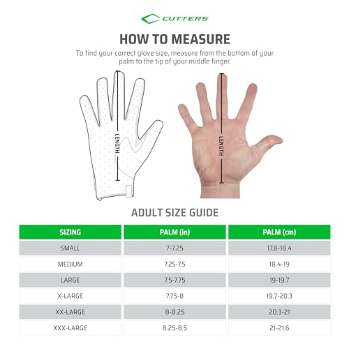 Cutters Game Day No Slip Football Gloves - Receiver Glove with High Tack Silicone Grip T134