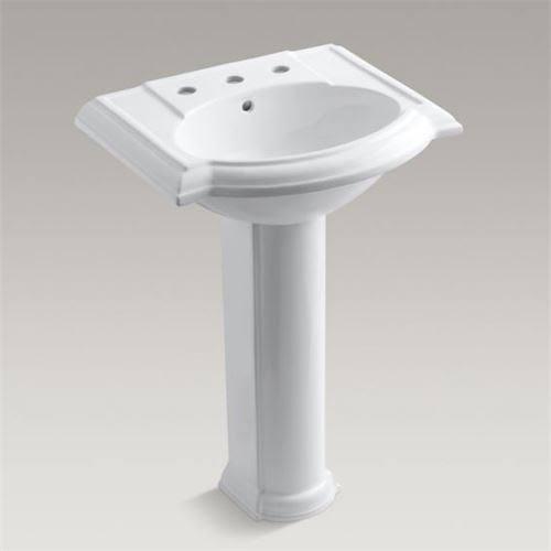 White 24x22 Pedestal Bathroom Sink X7630