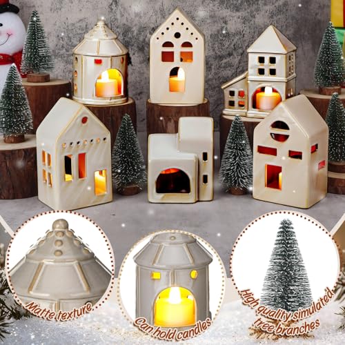 Ceramic Christmas Village Houses Porcelain Christmas Village Sets Matt Ceramic LED Lighted Xmas Town Houses X723809