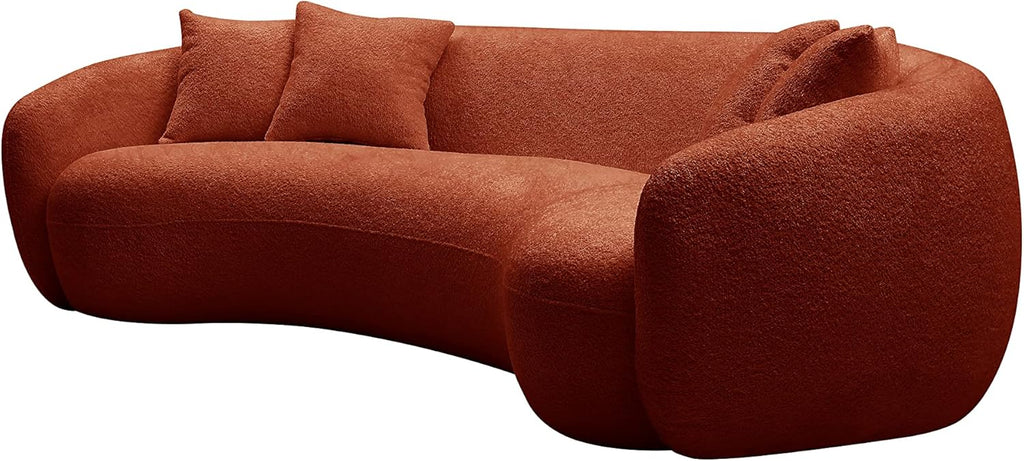 Orange Boucle 5 Seater Curved Sofa L36060