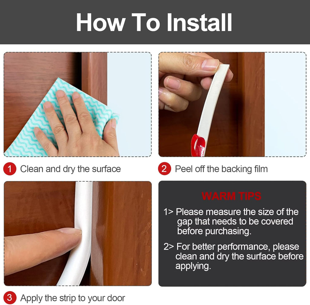 40 Feet Silicone Door Weather Stripping Self-Adhesive Seal Strip F67594