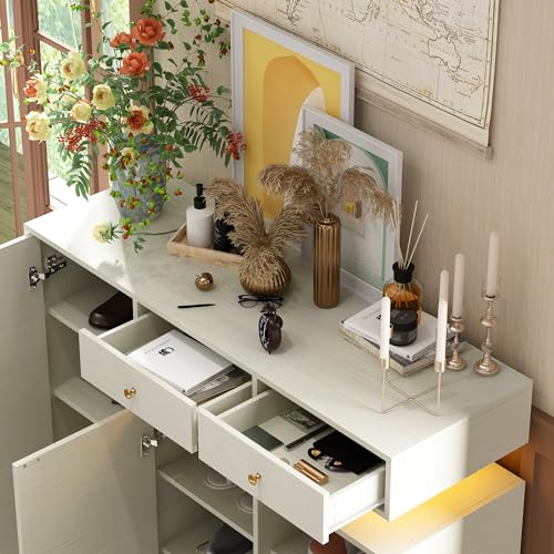 Light Grey Shoe Cabinet with 3 Doors and 2 Drawers K353