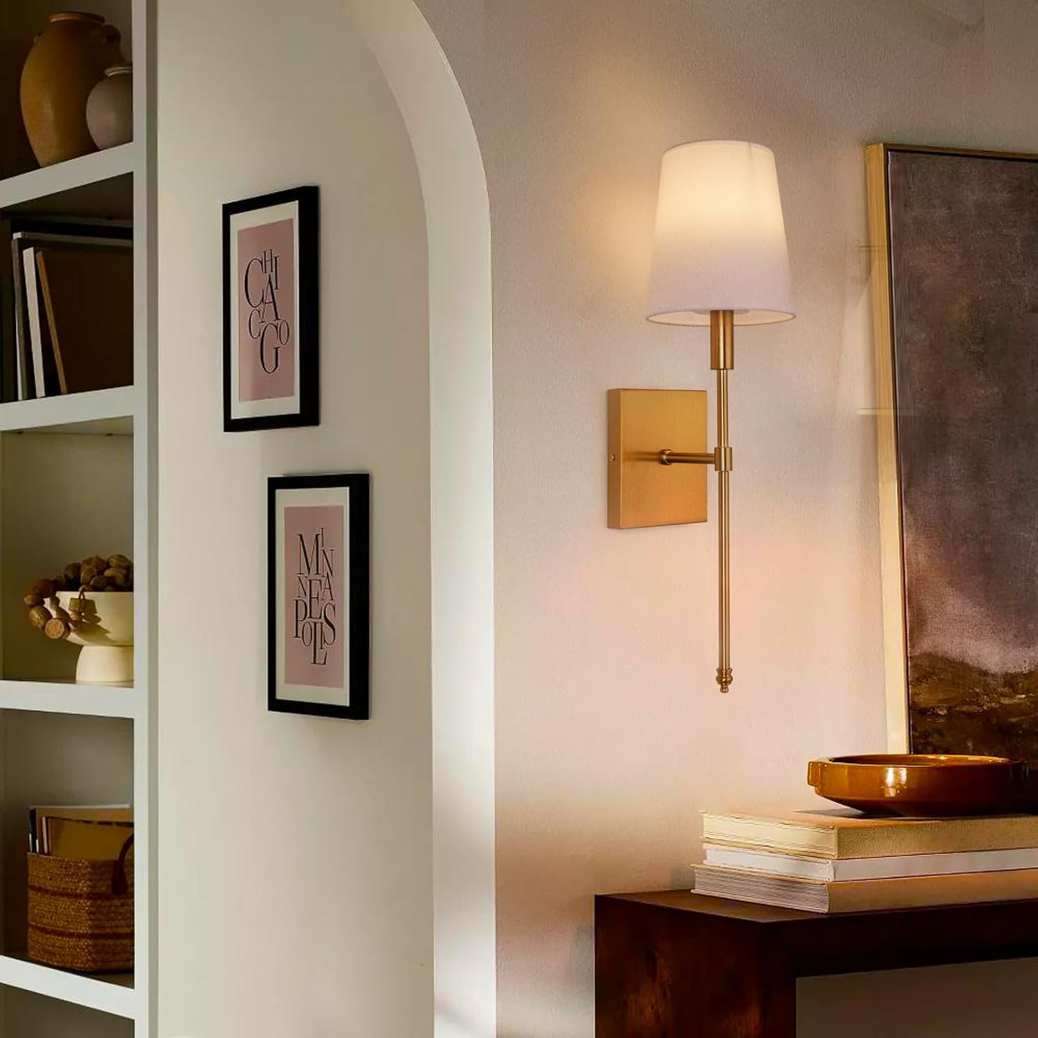 White Fabric Shade Set of 2 Battery Operated Wall Sconce Light with Remote Control Z375666