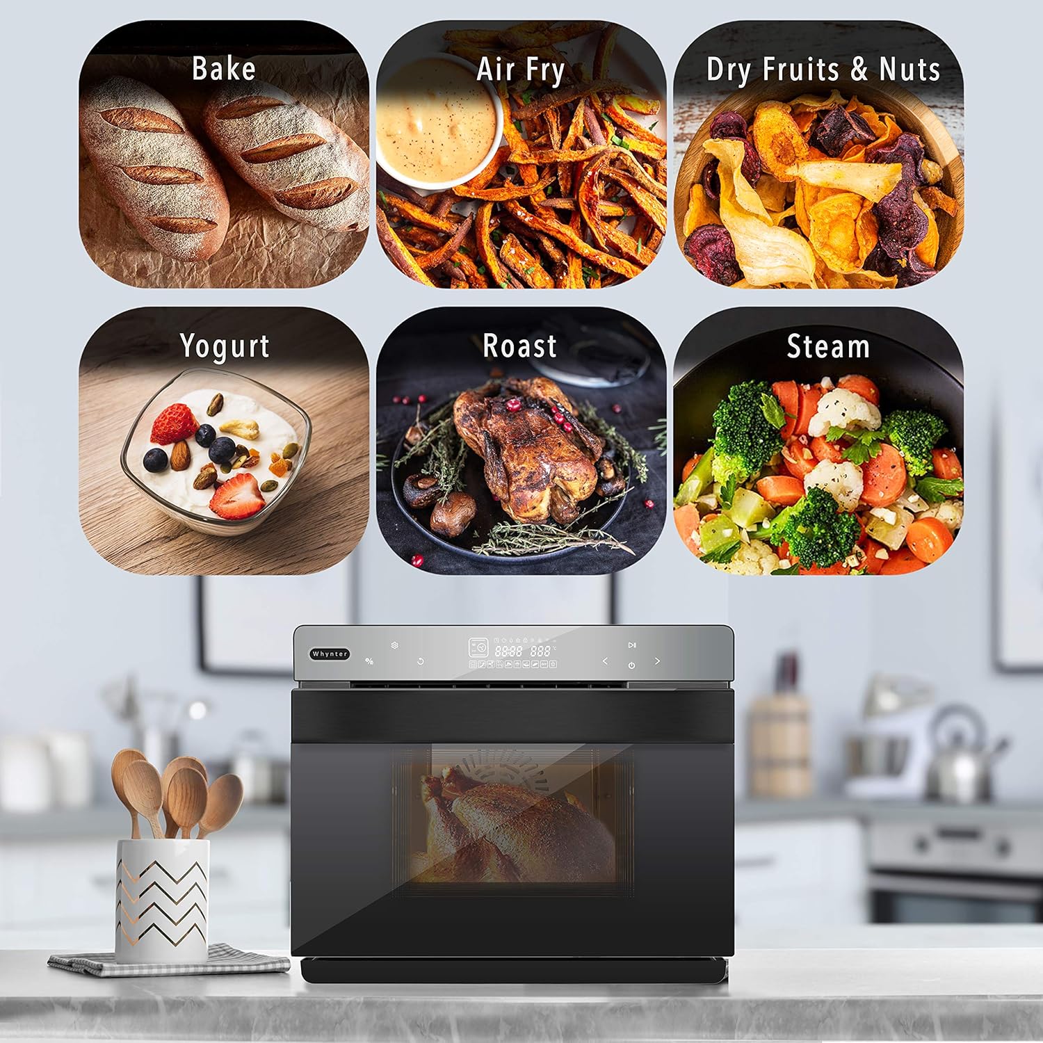 40 Quart Counter-Top Convection Steam Oven, Black Stainless Steel A753