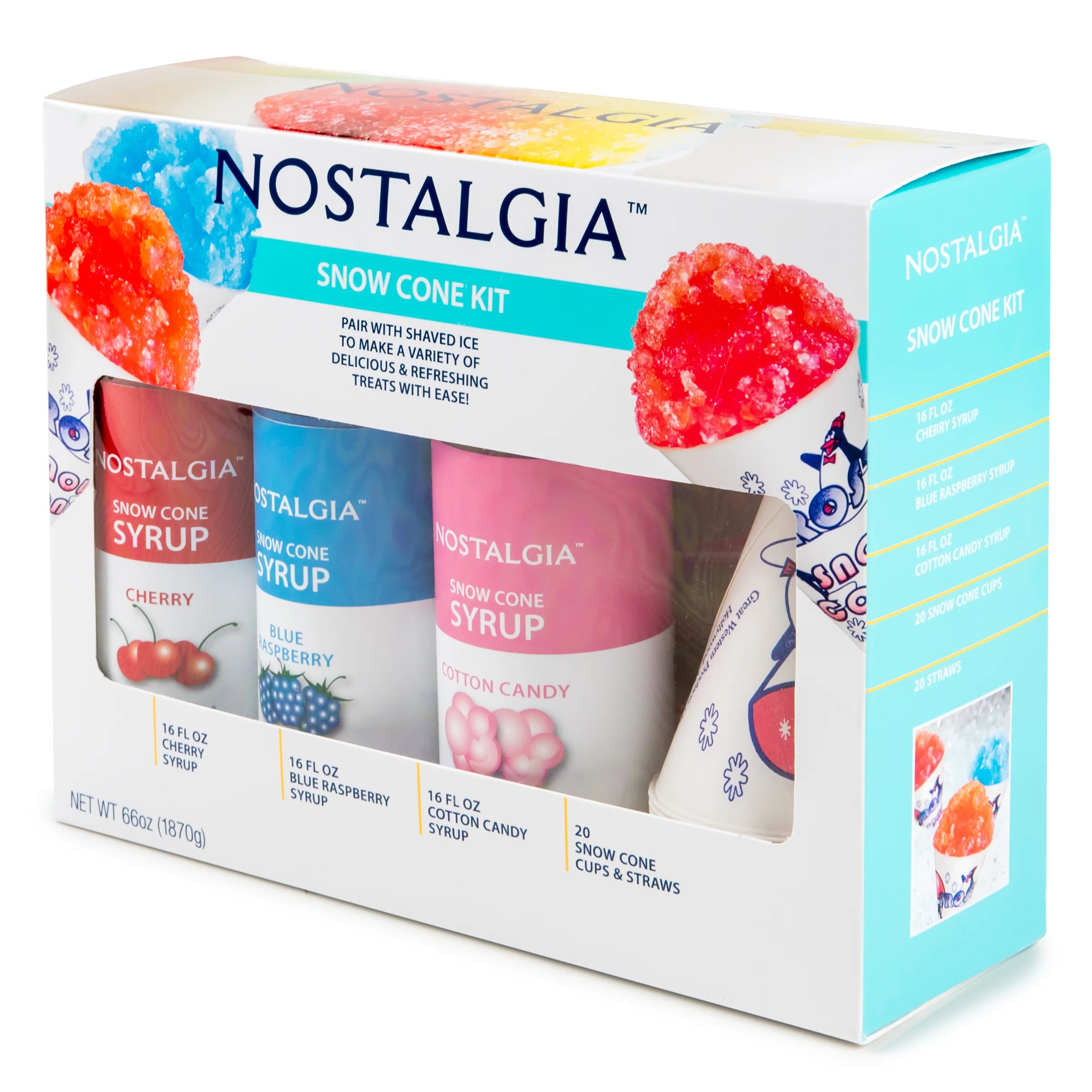 3 16-Ounce Snow Cone Syrups with 20 Spoon Straws Q99989