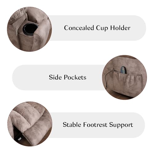 Apricot Manual Recliner Sofa with Cup Holders E129