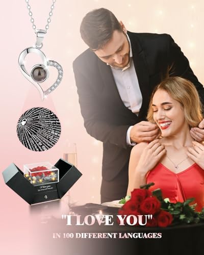 Red Preserved Real Rose Heart Necklace Z359884
