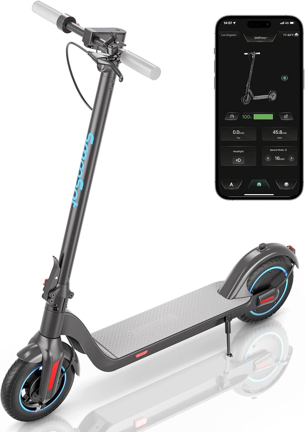 Gray Electric Scooter with 10" Airless Tire, 28 Miles Range, 350W Motor, 20 MPH Max Speed Z2438