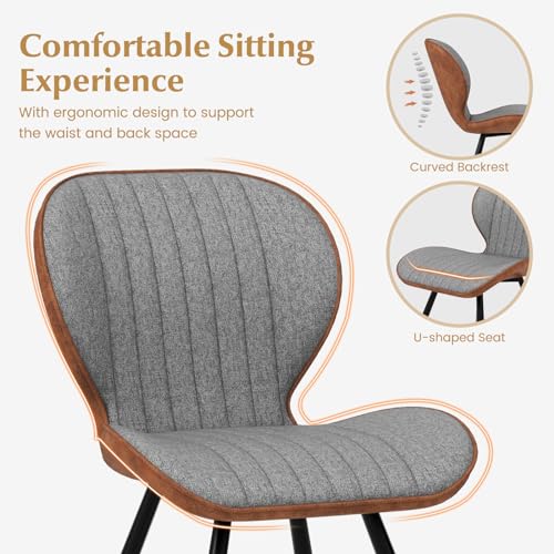 Upholstered Dining Chairs Set of 2 with Curved Backrest A8139