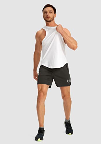 Men's Running Shorts with Zipper Pockets Quick Dry 5" Shorts T1359