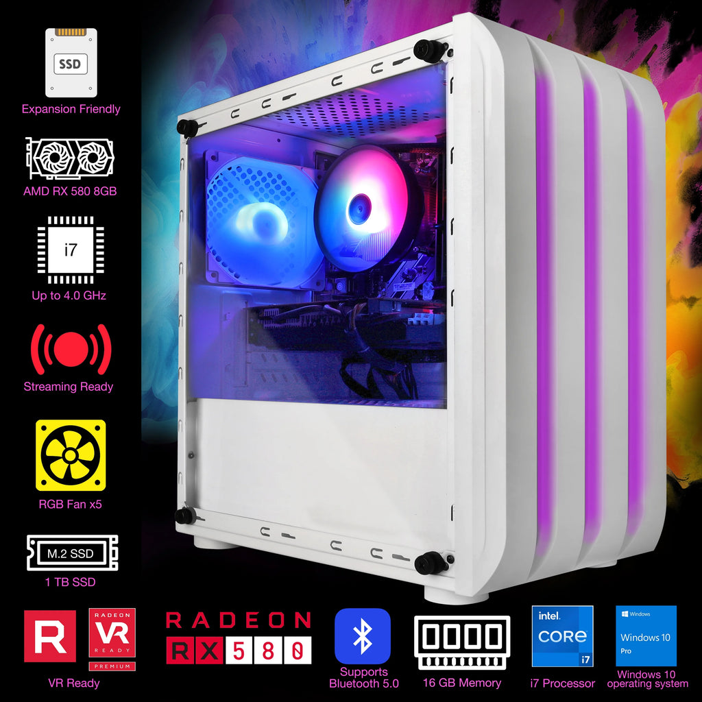 Gaming PC i7 Tower Desktop 4.0GHz RX 580 8GB 1TB SSD 16GB RAM O264