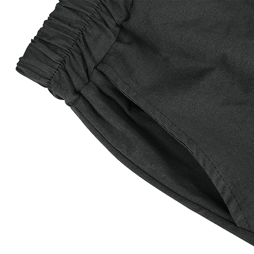 Women's Cotton Linen High Waisted Wide Leg Elastic Drawstring Shorts with Pockets T961844