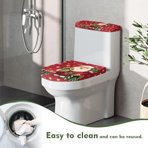 Christmas Trees Toilet Lid Cover and Toilet Tank Cover Set Stretch Seat Covers M413