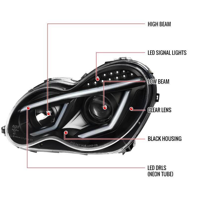 Black LED Projector Headlights G228