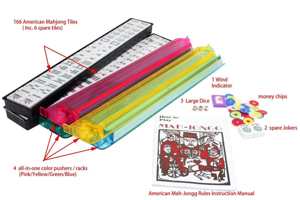 Violet Red 166 Tiles American Mahjong Set with Soft Bag B49490