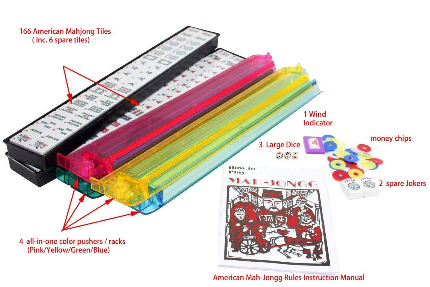 Violet Red 166 Tiles American Mahjong Set with Soft Bag B49490