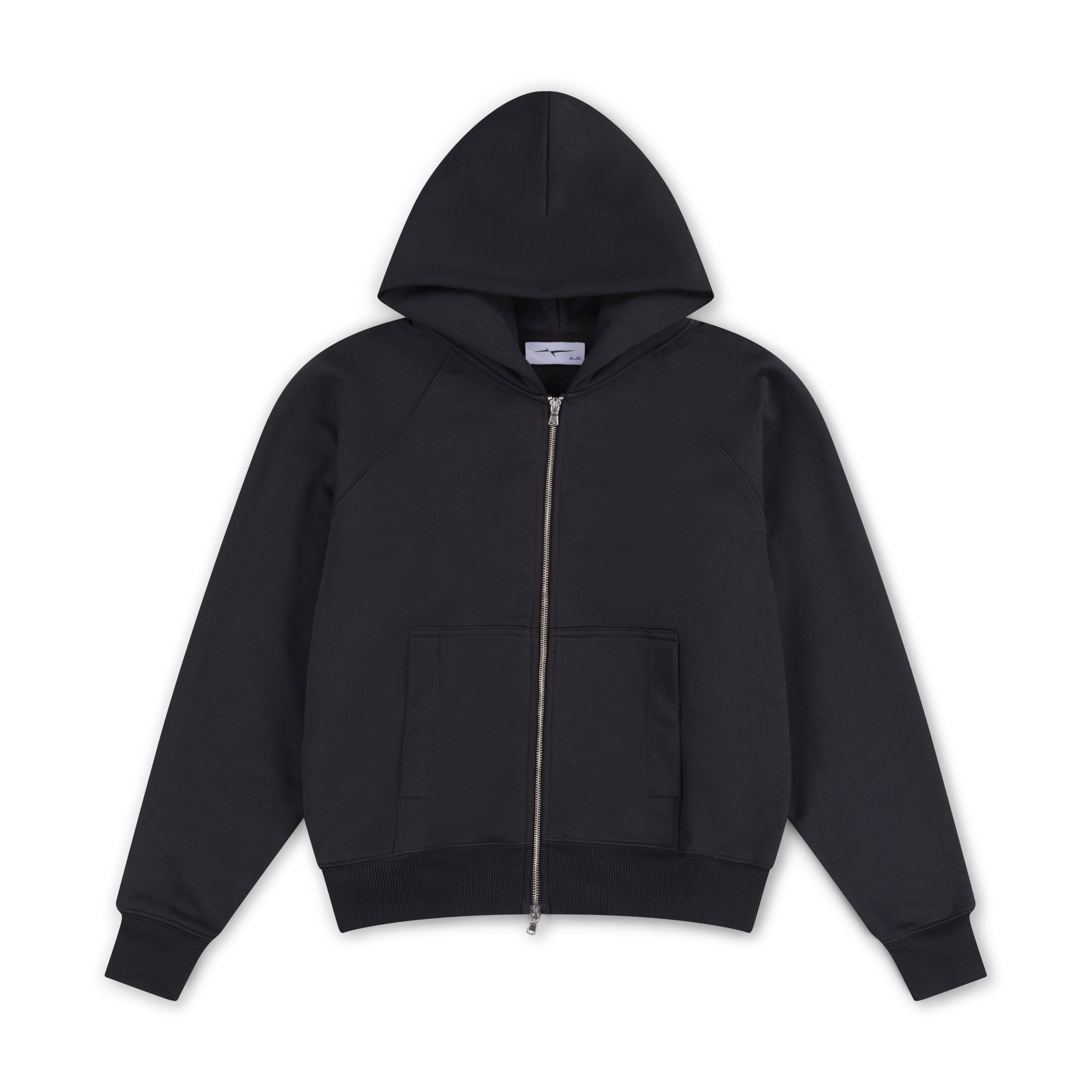 SIGNATURE ZIP-UP HOODIE - BLACK