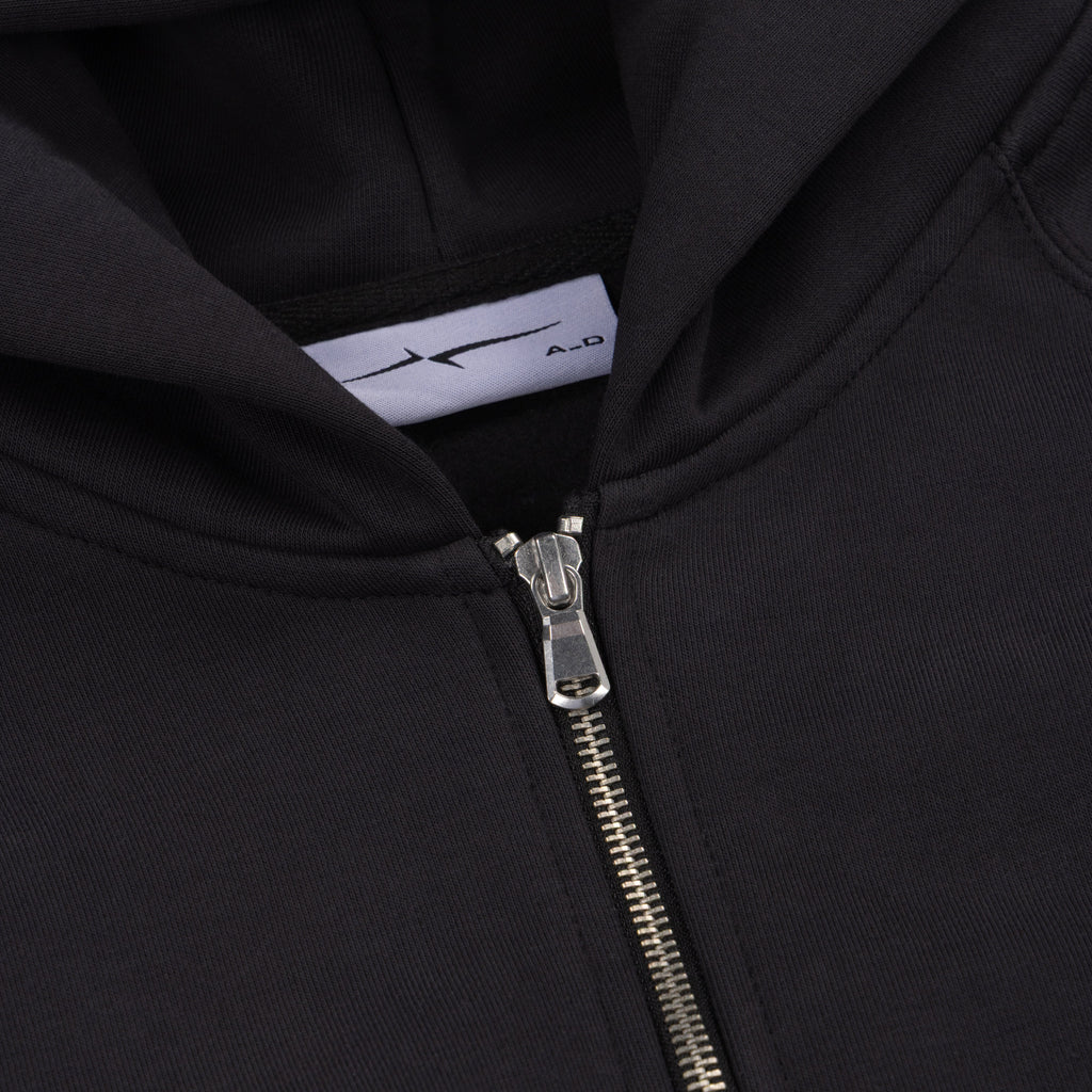 SIGNATURE ZIP-UP HOODIE - BLACK