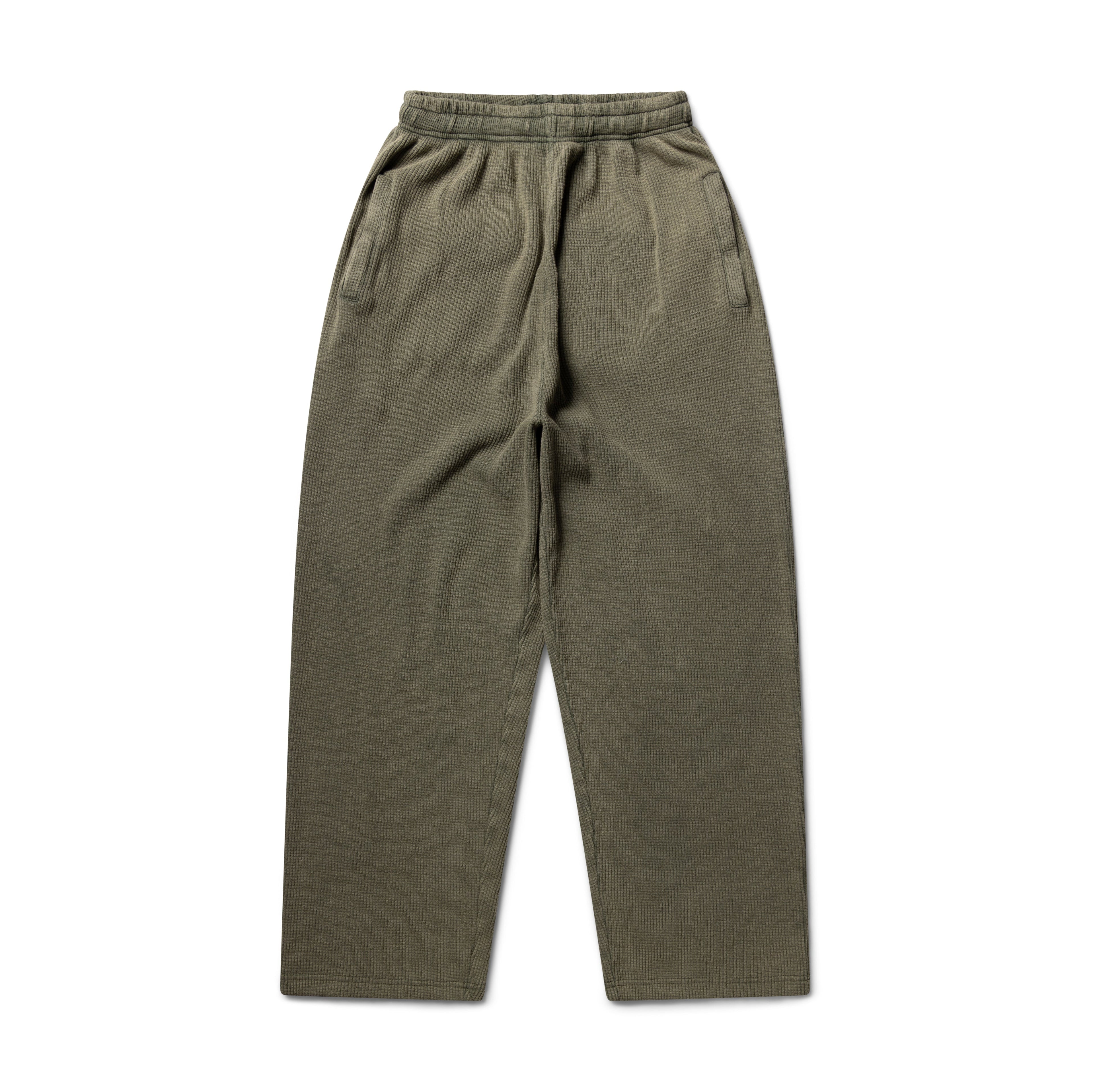 GA WAFFLE UNCUFFED JOGGER - DUST OLIVE