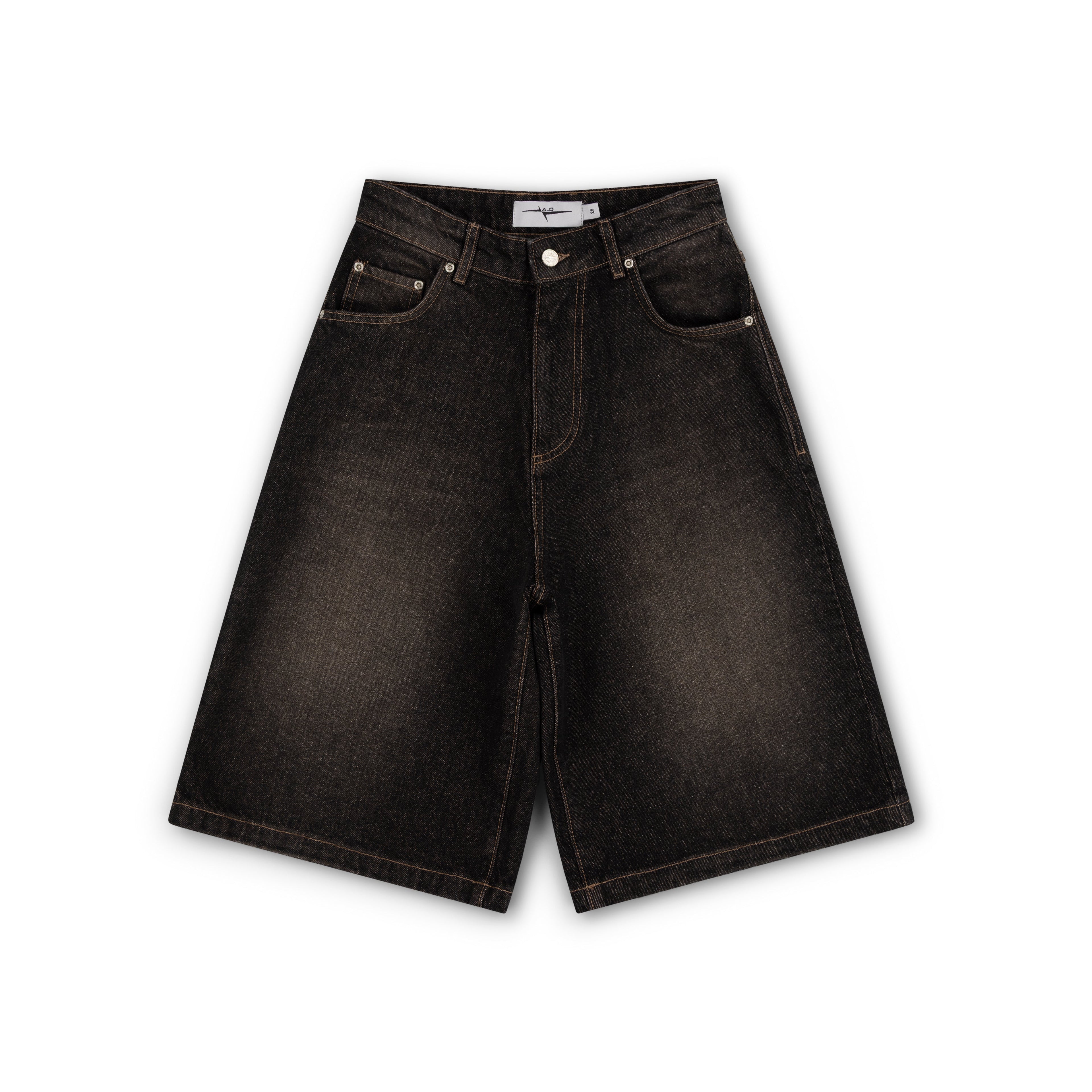 BAGGY DENIM SHORTS - SMOKED EARTH
