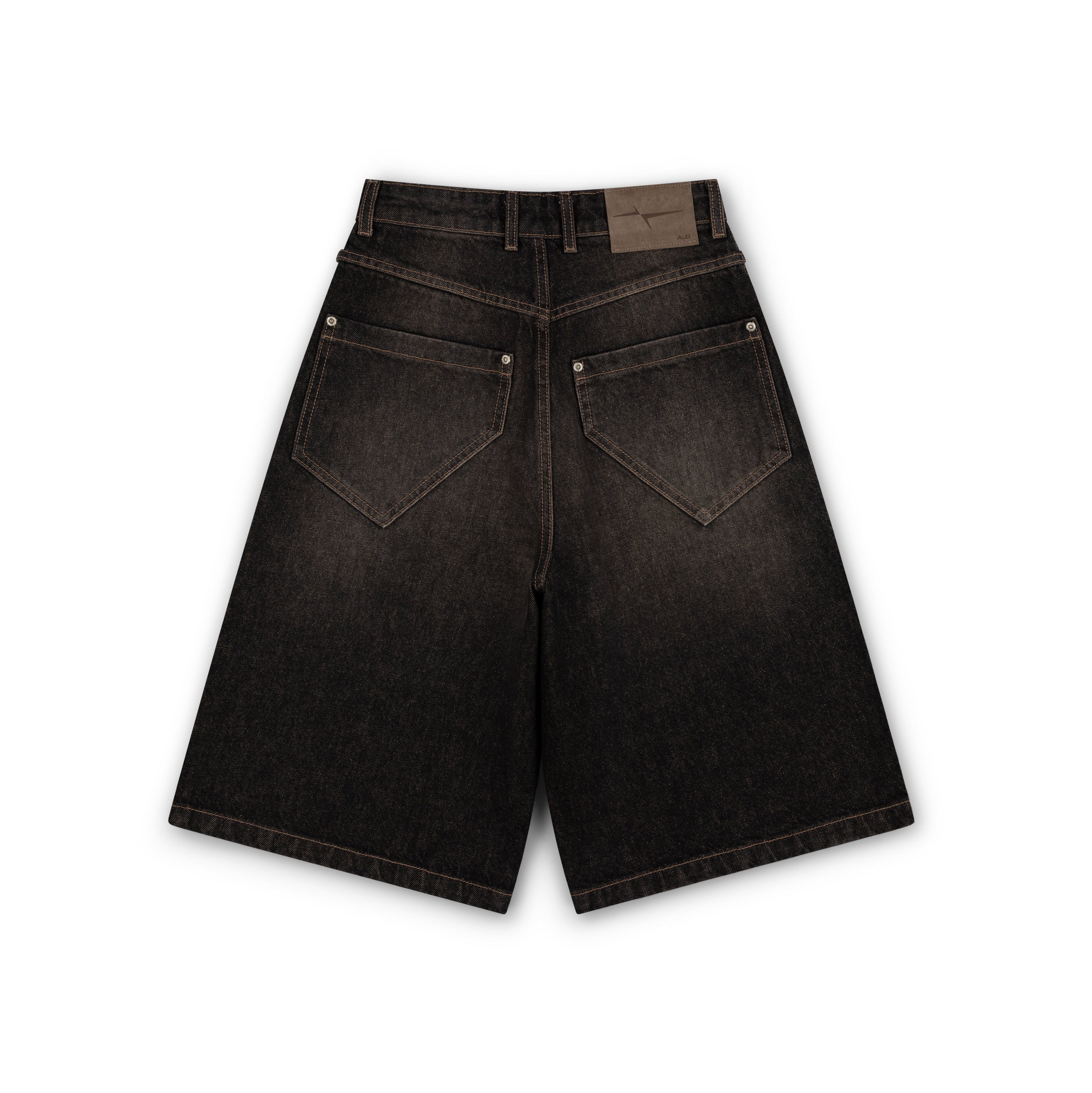BAGGY DENIM SHORTS - SMOKED EARTH