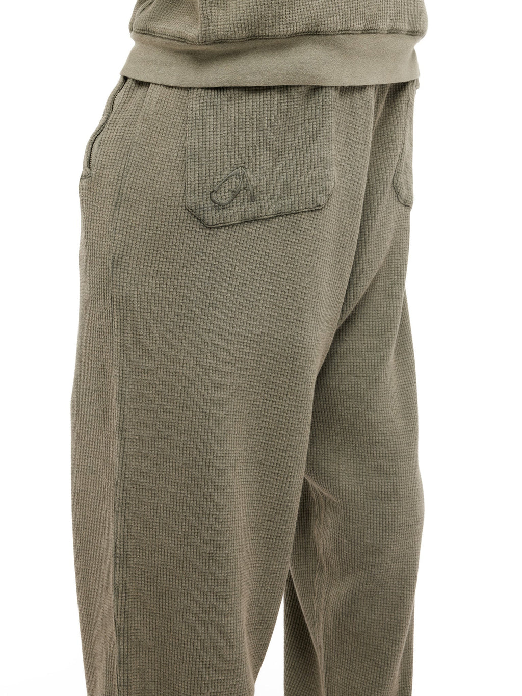 GA WAFFLE UNCUFFED JOGGER - DUST OLIVE