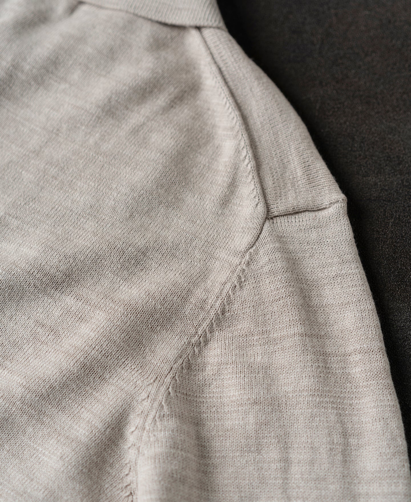 Slub Cotton Long Sleeve Knit Polo